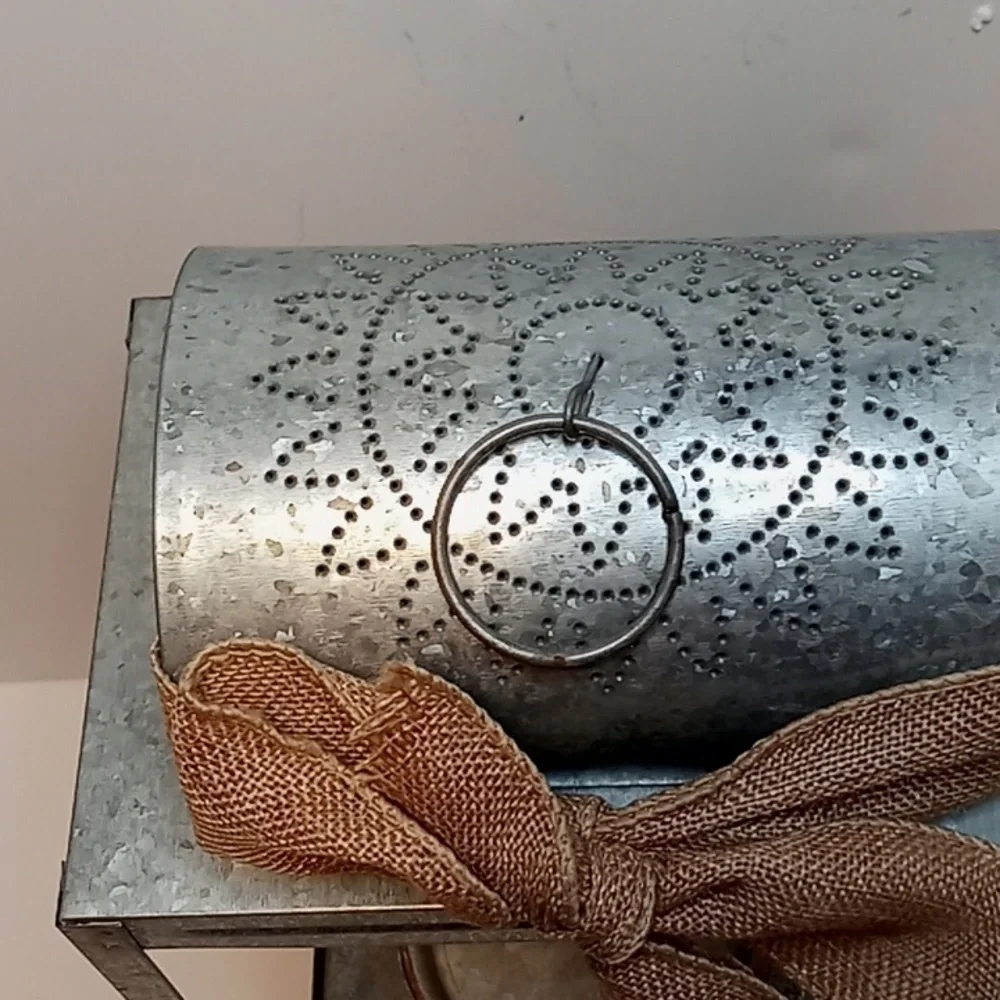 Pottery Barn Galvanized Large Metal Cut Out Hanging Lantern/Candle Holder